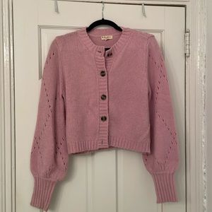 For Love & Lemons Cropped Lavender Cardigan, Sz M